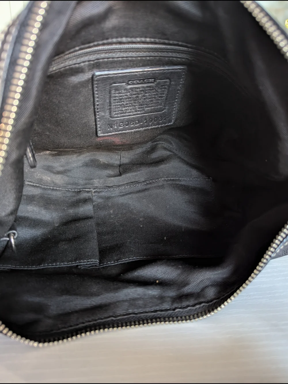 Coach Black Leather Hobo with Contrast White Stitching